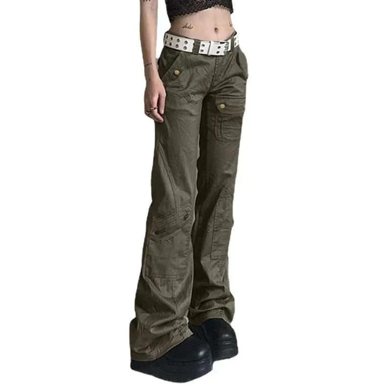 Women’s Straight Leg Pants with Button Snap Pockets