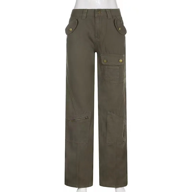 Women’s Straight Leg Pants with Button Snap Pockets
