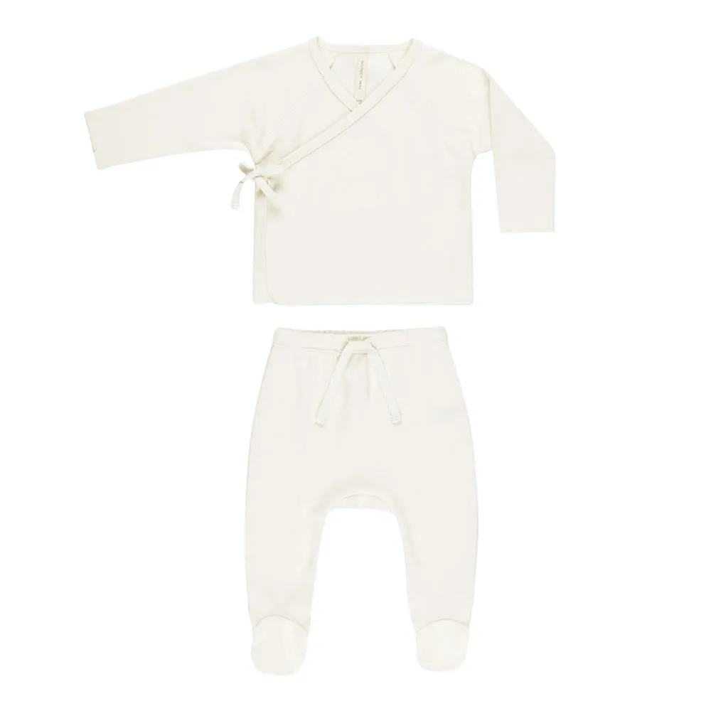 Wrap Top   Footed Pant Set | Ivory