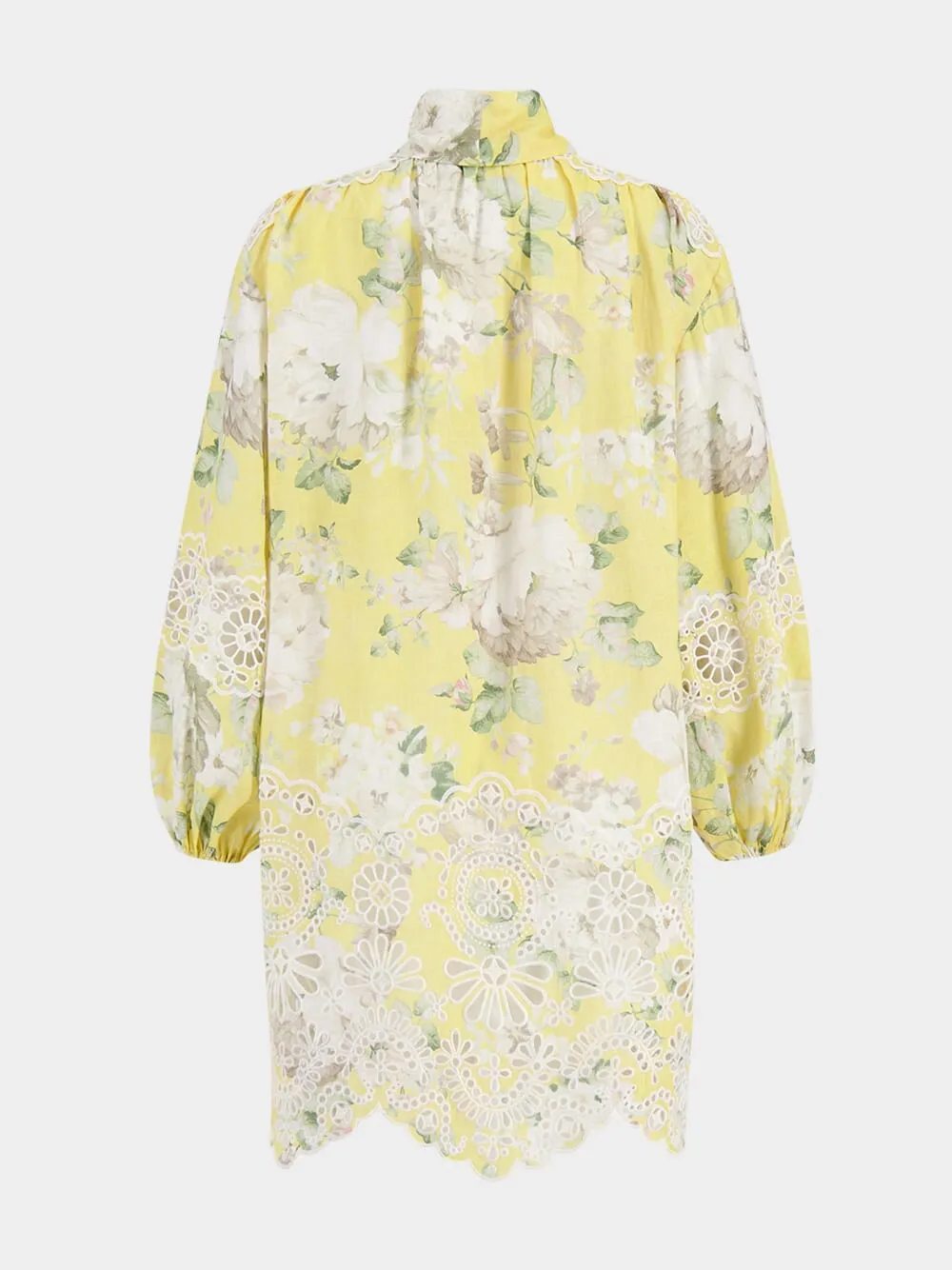 Yellow Acacia Broderie Tie Mini Dress