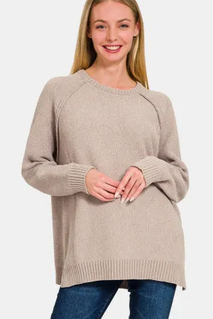 Zenana | Casual Chic Sweater with Side Slits and Raglan Sleeves