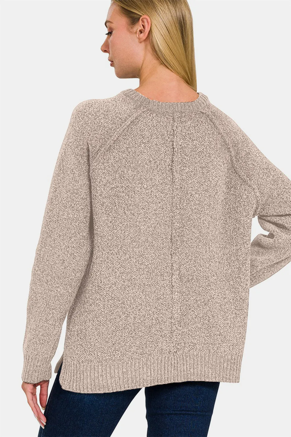 Zenana | Casual Chic Sweater with Side Slits and Raglan Sleeves
